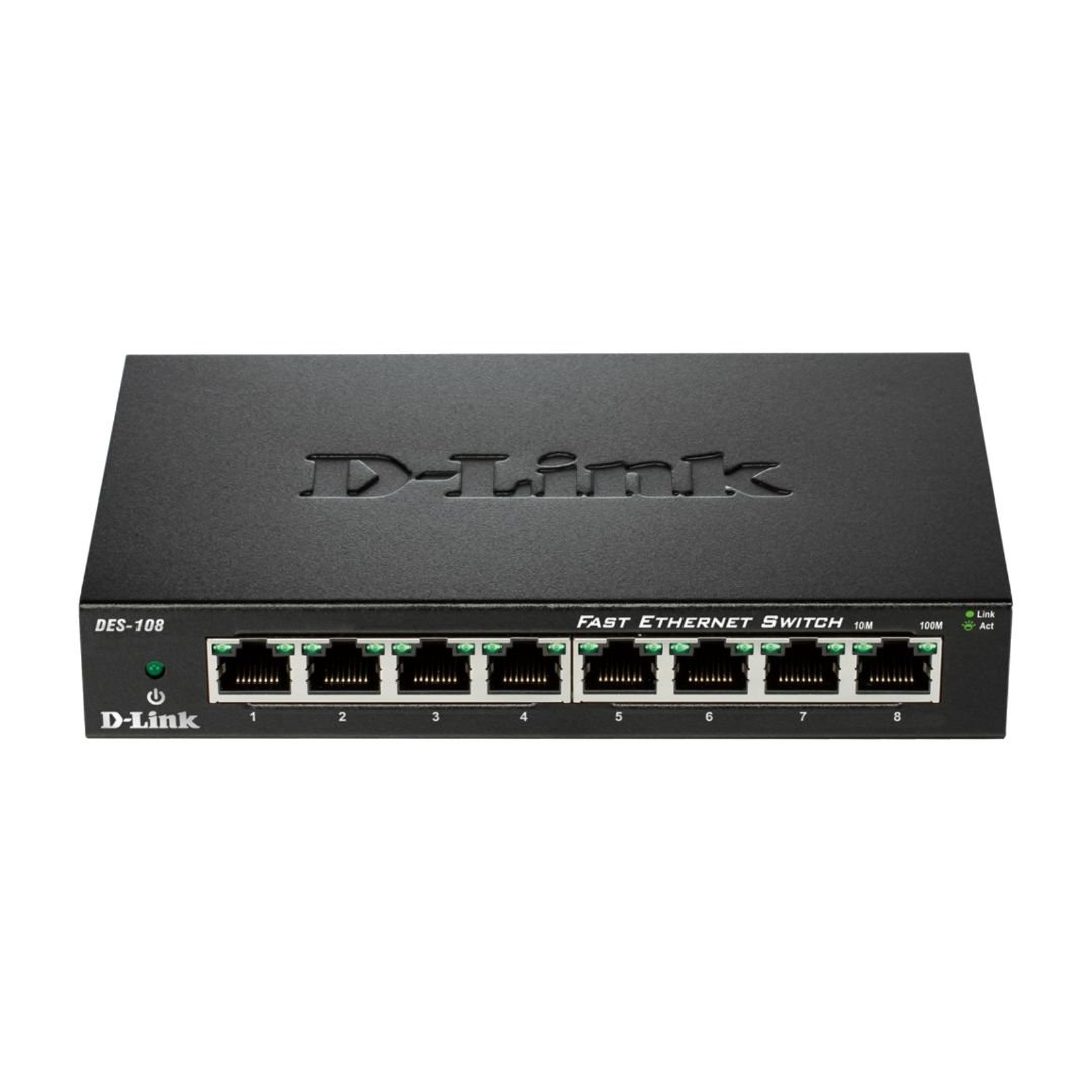 D-Link 8 port/10/100m Unmanaged Switch metal - DES-108/B