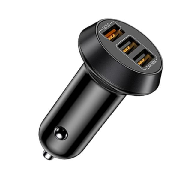 Platinum SMART Series Car Charger QC + 3in1 Cable - Black - P-BDCLAQ3N1