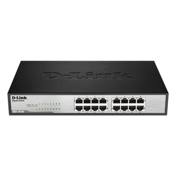 D-Link DGS-1016C 16 port 10-100-1000Base-T unmanaged gigabit switch UK plug - rackmountable - DGS-1016C