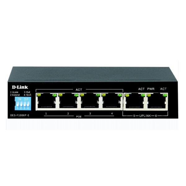 D-Link 6 port Long Range PoE switch - DES-F1006P-E - DES-F1006P-E